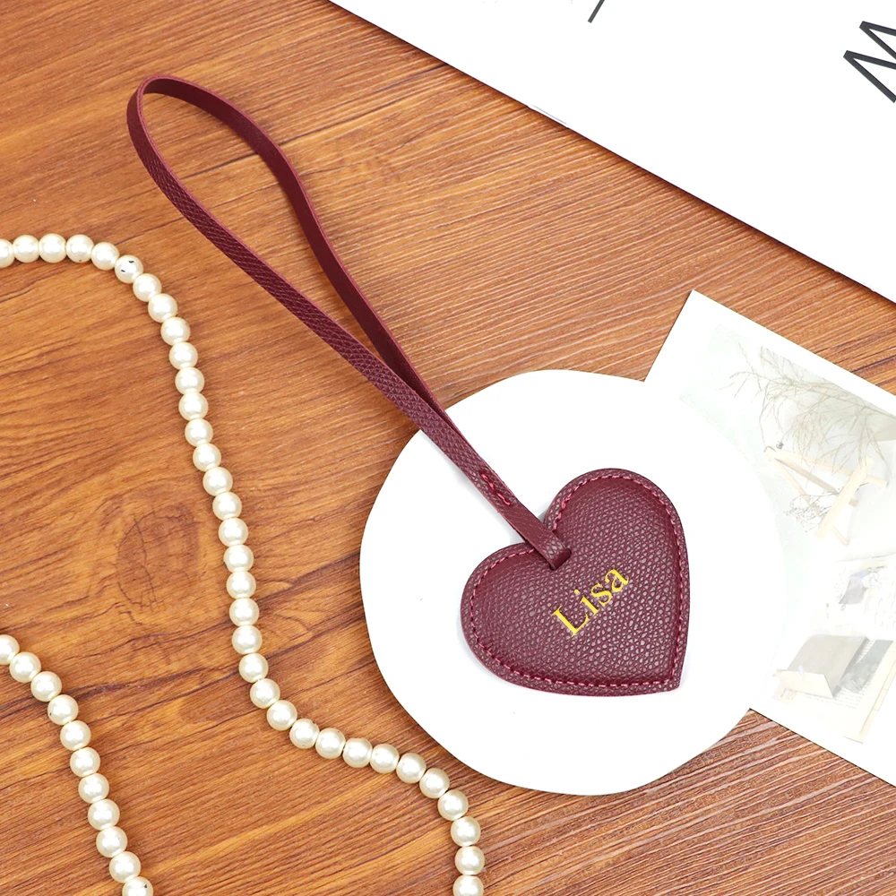 Customized Name Creative Heart-Shaped PU Leather Single-Shoulder Bag, Double-Shoulder Crossbody Bag Pendant