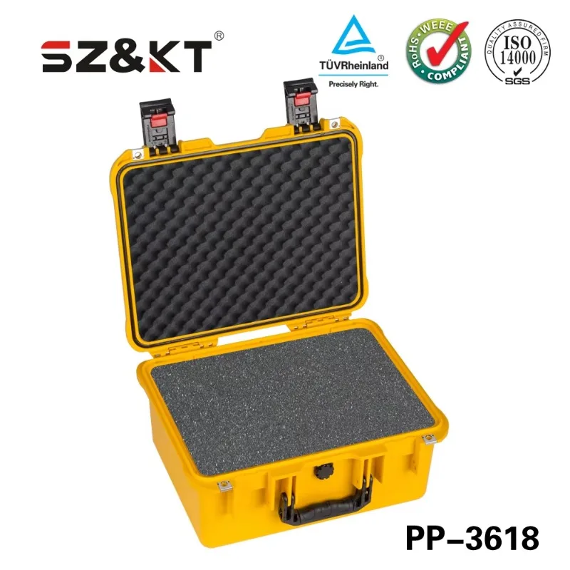 Hot-selling rigid PP plastic toolbox IP67 waterproof IK10 shockproof camera storage protection portable suitcase with handle foa