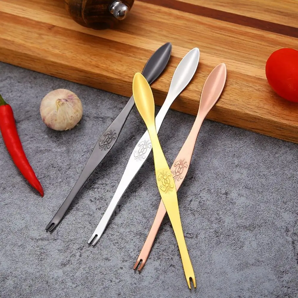 Creative Elegant Double Headed Thin Multi-Use Fruit Fork Lobster Spoons Crab Fork Crab Picking Tools Seafood Utensils