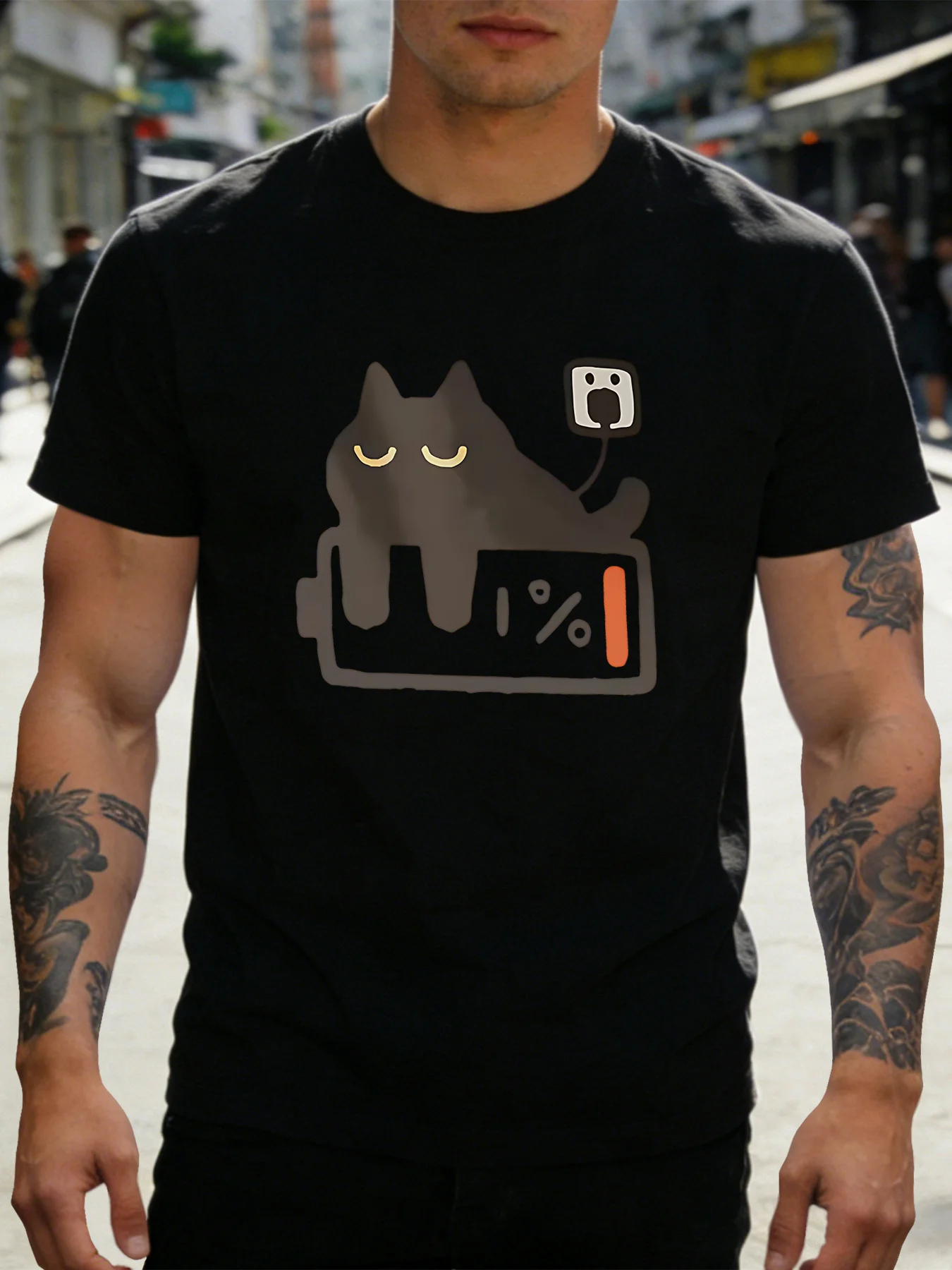 Kaos Pria Biru Royal dengan Ce - Street Fashion Outfit For Men ulasan dan harga