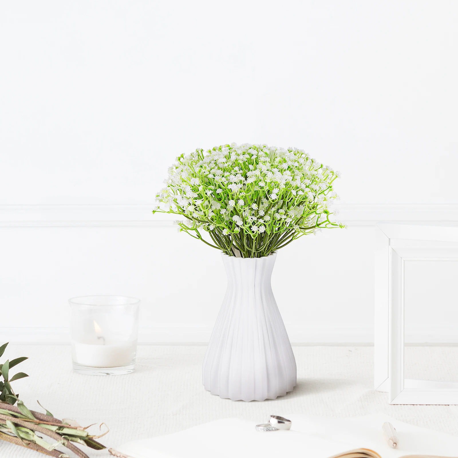 

36 Pcs Wed Simulated Baby's Breath Bouquet Artificial Floral Arrangements Dried Flowers Decoration White
