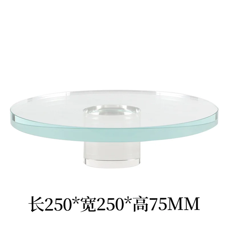 Nordic minimalist ornament crystal round tall fruit plate desktop art light luxury model house transparent tray decoration
