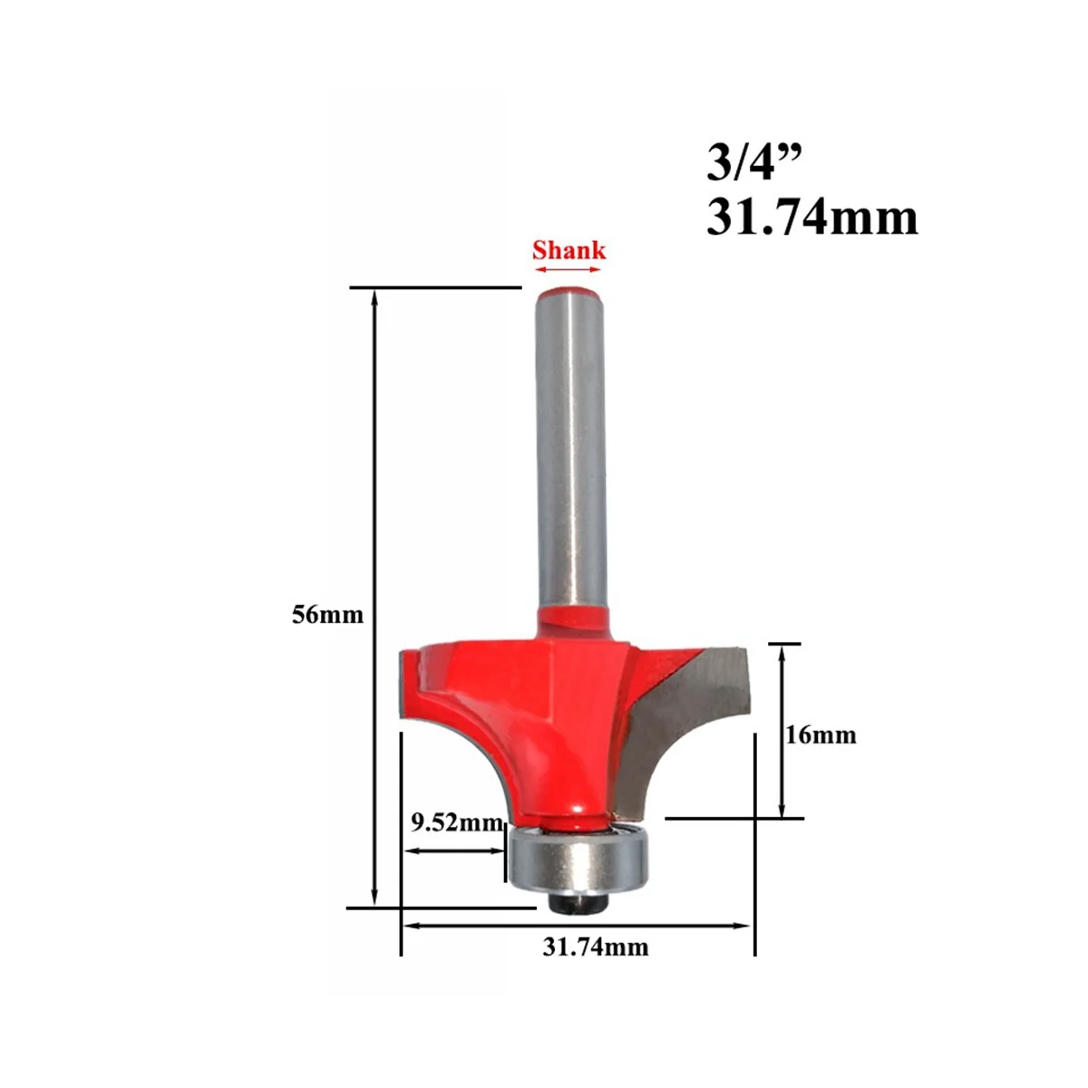 حفر دائرة نصف قطرها مستديرة لقطع أربعة الزاوية ، 6 مللي متر x 25.4 مللي متر-6 مللي متر x 58.28 مللي متر