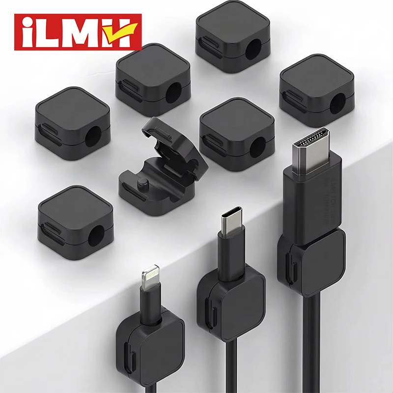 Non-magnetic Strong ​Cable Clips Adjustable Cord Holder | Adhesive Under Desk Mgmt Organizer for Home Office Car Wall Desktop​​