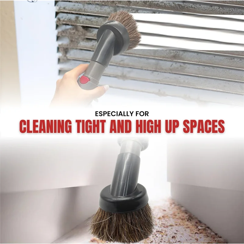 ABUS-For Dyson فرشاة مكنسة شعر الخيل وخرطوم تمديد متوافق مع Dyson V7 V8 V10 V11 V15 Gen5-فرشاة الغبار ذات الشعيرات الناعمة