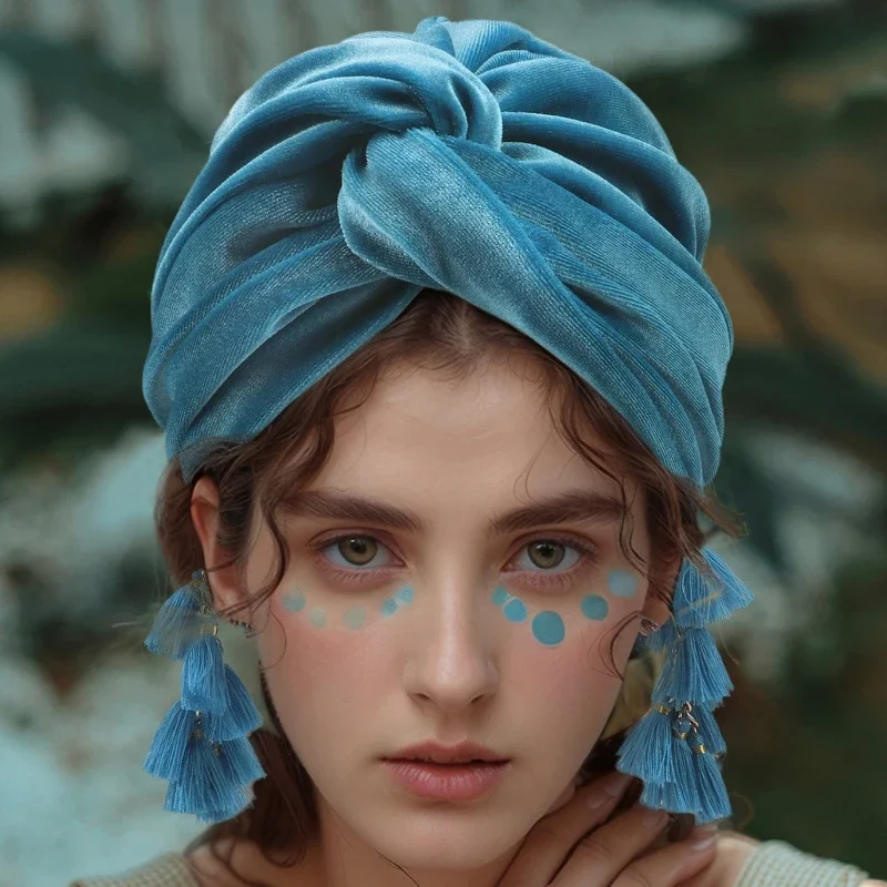 عصابة رأس نسائية بعقدة على الطراز الأفريقي - مربوطة مسبقًا، ناعمة، مزينة، مثالية للحفلات، بتصميم مرن ومطوي