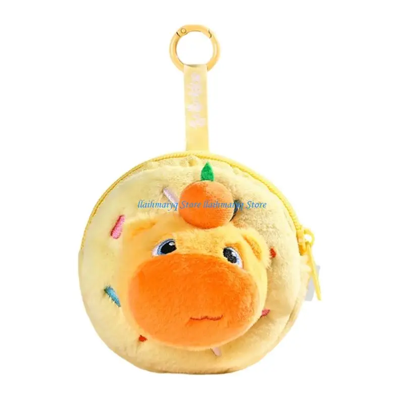 573B Adorable Animal Shaped Furry Wallet With Keychain For Coins Accessories Organization