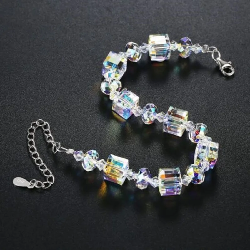 Transparent Square Crystal Bracelet Adjustable Bangle Women Party Jewelry Girl Lady Bracelets Gift Girlfriend Present