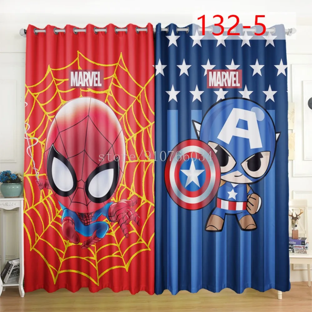 Customized Sell Well Background Pattern the Avengers Spiderman Cartoon Children's Room Theme Hotel and Bedout Blackout Curtains