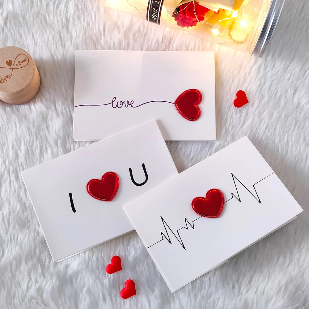 1 Satz Karten Valentinstag Geschenk Liebe Postkarte Hochzeitseinladung Grußkarten Jahrestag für Sie Valentinstag Geschenkkarte