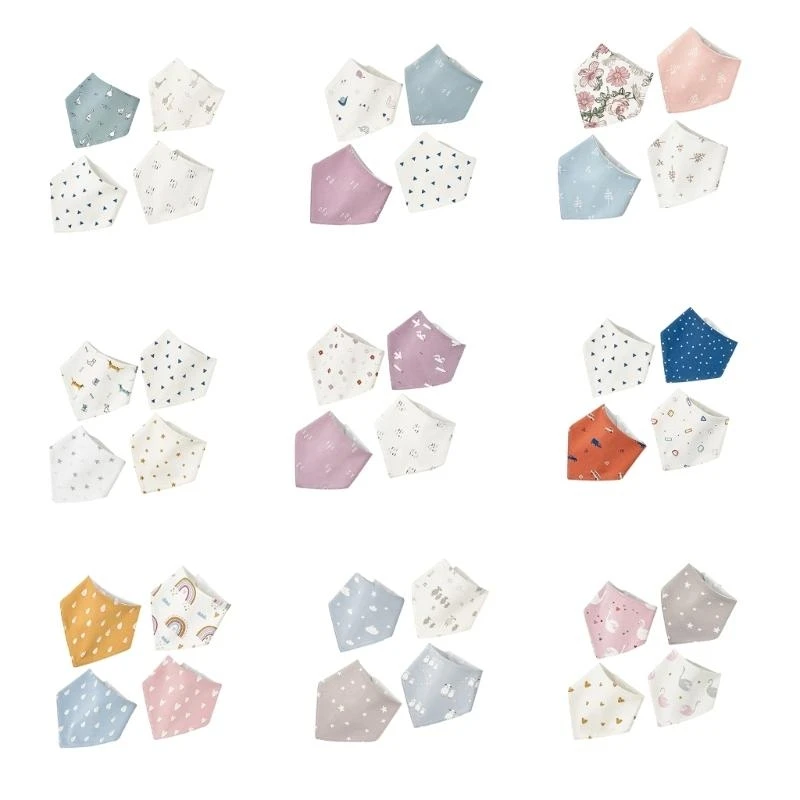 

J15U 4 шт. хлопковый треугольный нагрудник для мальчиков и девочек, водонепроницаемое полотенце от слюны, ткань для отрыжки