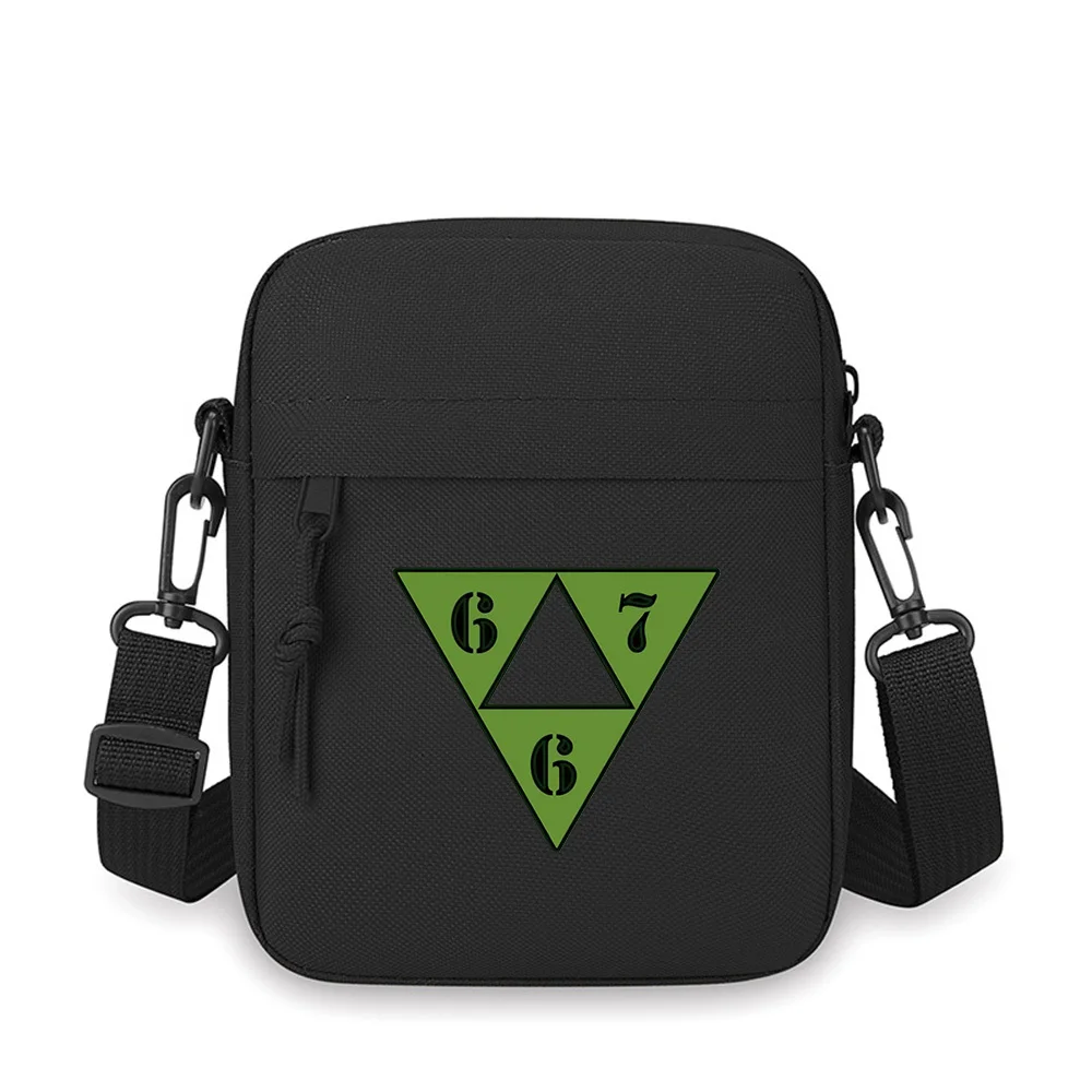 

Green triangles numbers inside graphic Men Crossbody Bag Single Shoulder Women Cartoon Anime Film Printing Design Unisex