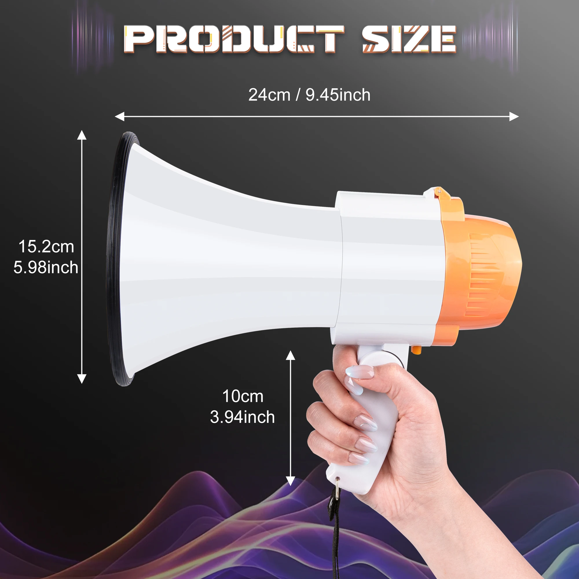 30 Watt Power Portable Megaphone Bullhorn Speaker Voice, Siren/Alarm and 240S Recording with Volume Control and Strap