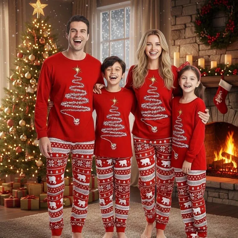 

2025 Family Christmas Pajamas Matching Sets Womens Mens Xmas New Years Pjs Long Sleeve Sleepwear Holiday Lounge Sets
