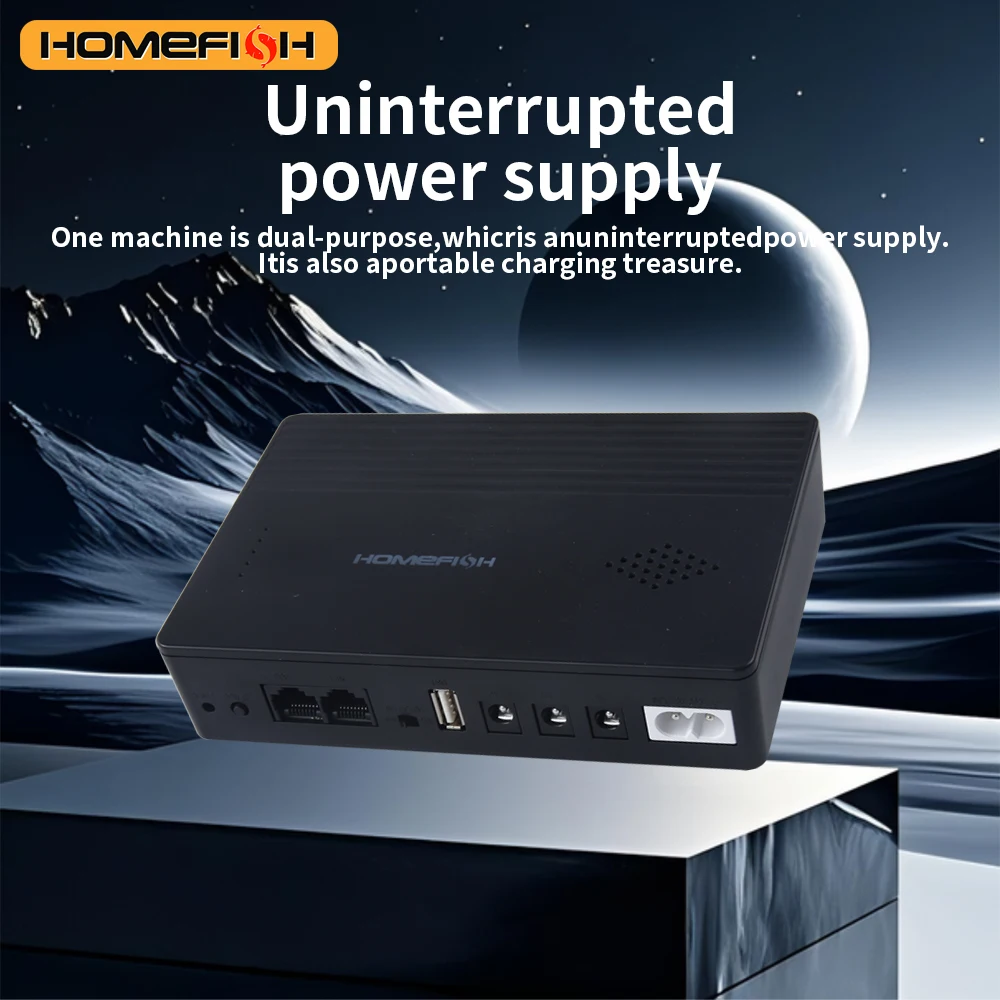 Mini DC UPS DC1018L 18W Emergency Backup Power Supply, 5V 9V 12V Output 220‑265V AC Uninterruptible Power System for Router Mode