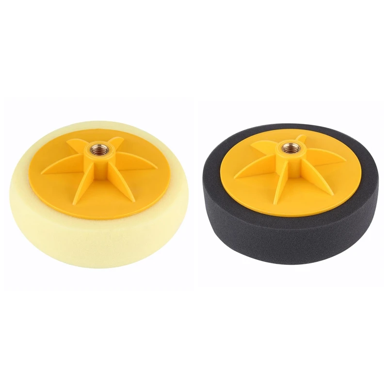 2 pezzi 6 pollici/15cm tampone per ceretta per lucidatura auto spugna M14 strumento per Kit ceretta per lucidatura ruote, giallo e nero