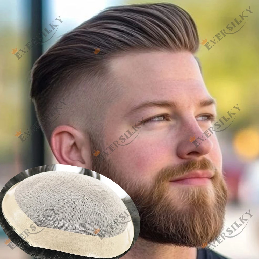 

Men's Realistic Toupee European Blonde Brown Black Natural Hairline Fine Mono NPU 100% Human Hair Super Durable System Hairpiece