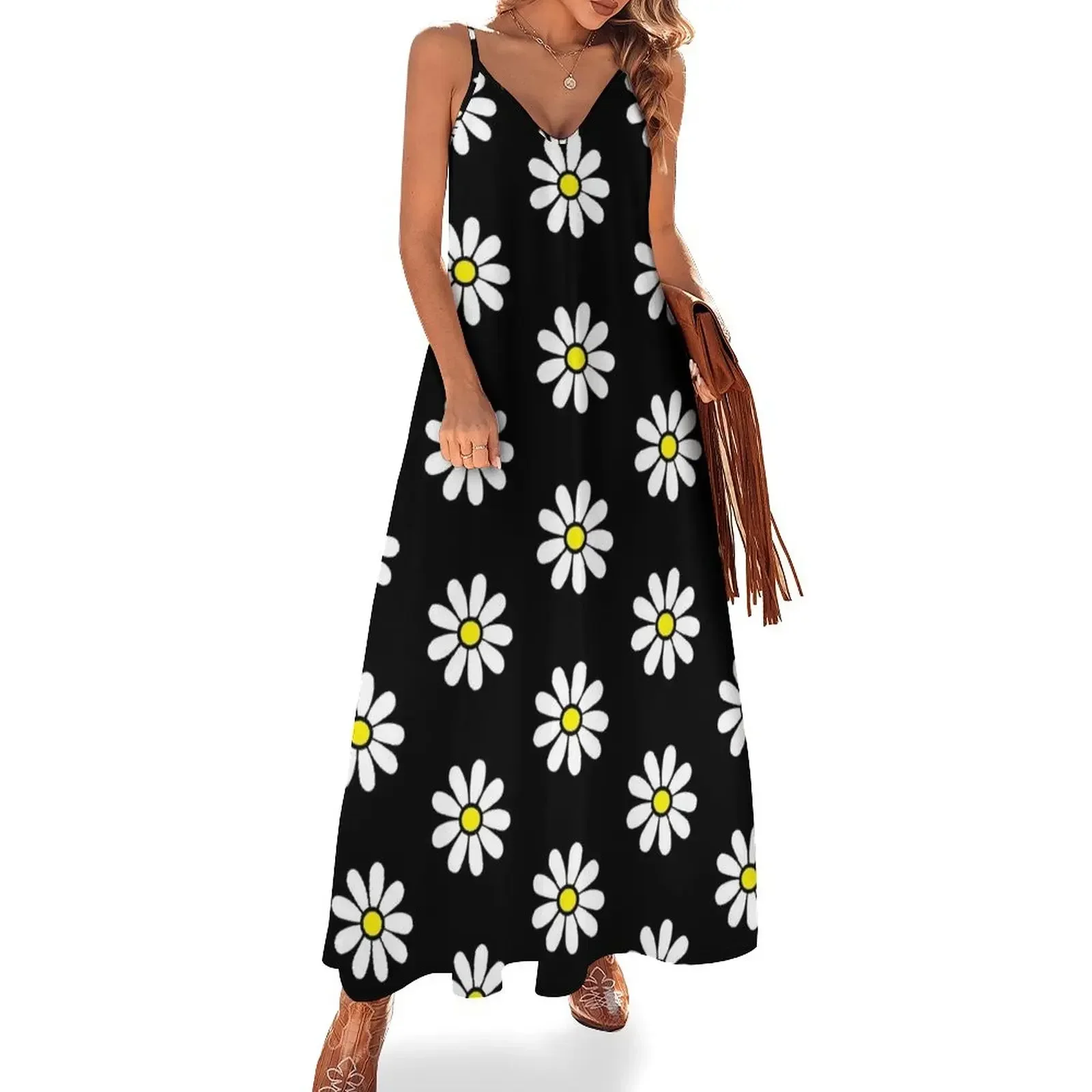 

Happy Daisy Flower Power 60's 70s Retro Vintage Hippie Gardening Sleeveless Dress dresses for prom Dress