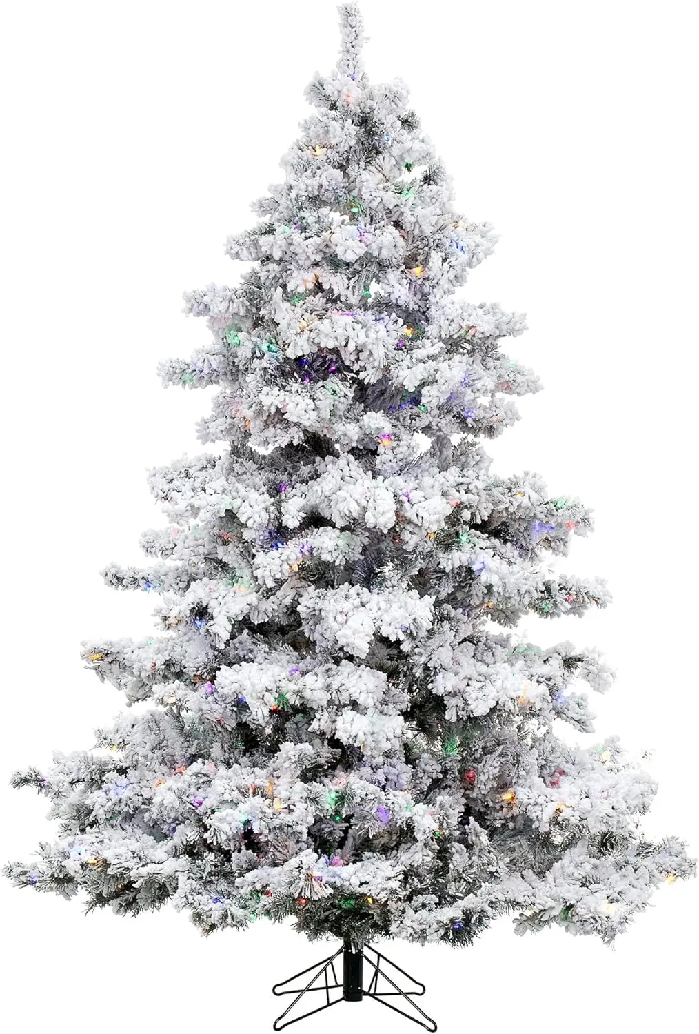 

7.5' X 68" Indoor Flocked Alaskan Pine Christmas Tree - 900 Dura-Lit® Multi-Colored Italian LED Mini Lights - 1495 PVC Tips