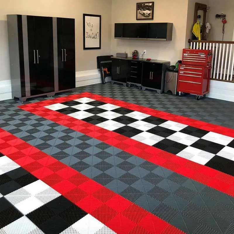 400X400X18mm Anti Slip Garage Floor Tiles Interlocking Plastic Floor Tiles Deck Mat For Car Parking Wokshop
