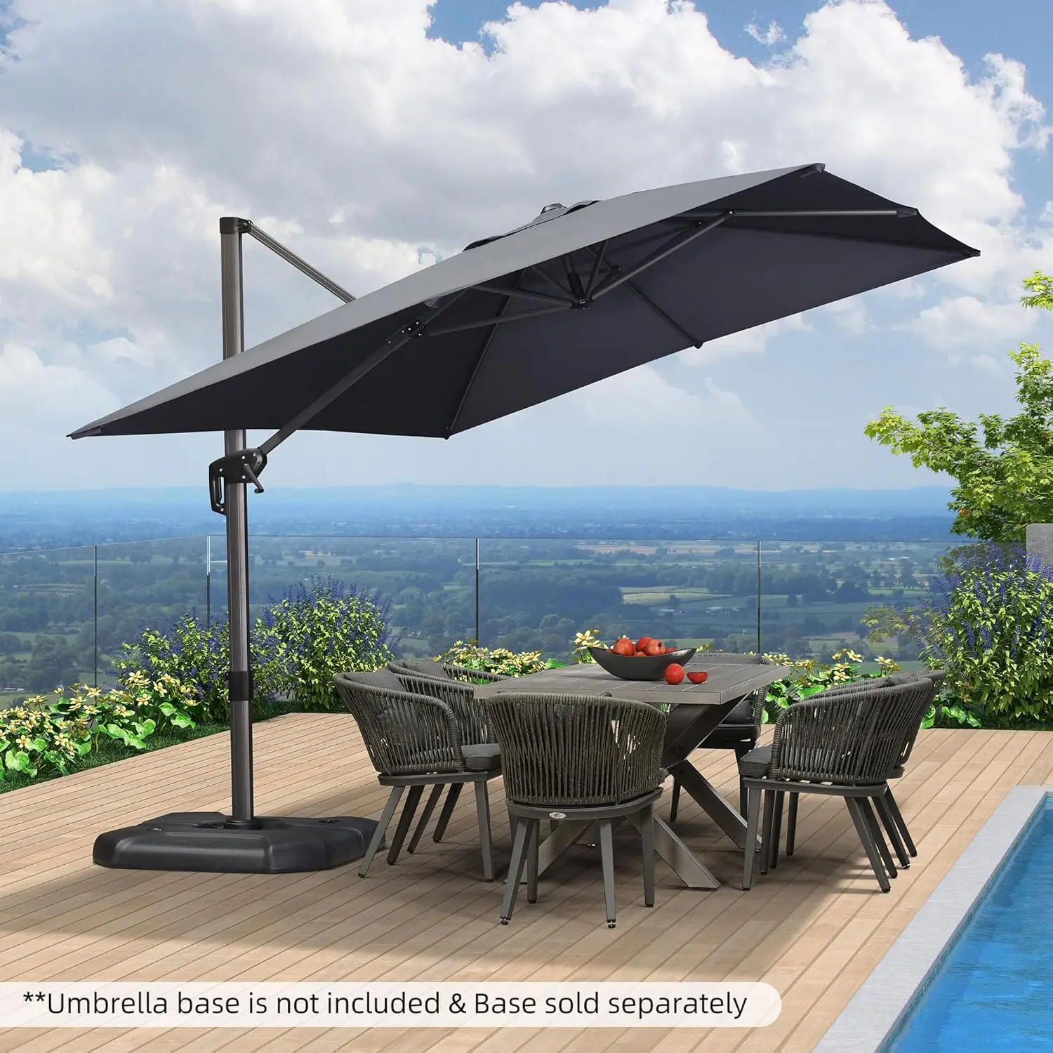 PURPLE LEAF 9' X 11.5' Patio Umbrella Outdoor Cantilever Rectangle Umbrella Aluminum Offset Umbrella with 360-degree