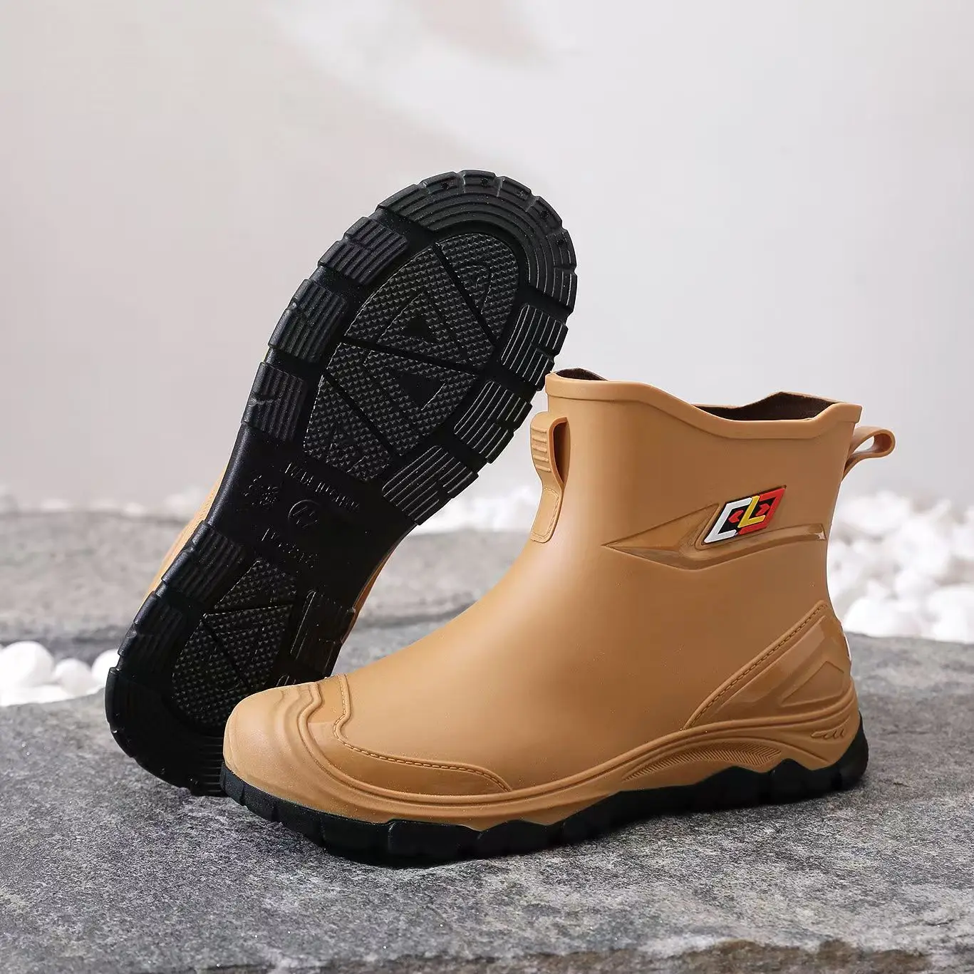 2024 Men's High Top Rain Boots Thick Sole Non Slip Flat Sole Slip On Waterproof Outdoor Work Shoes Garden Shoes Fishing Wader image 2