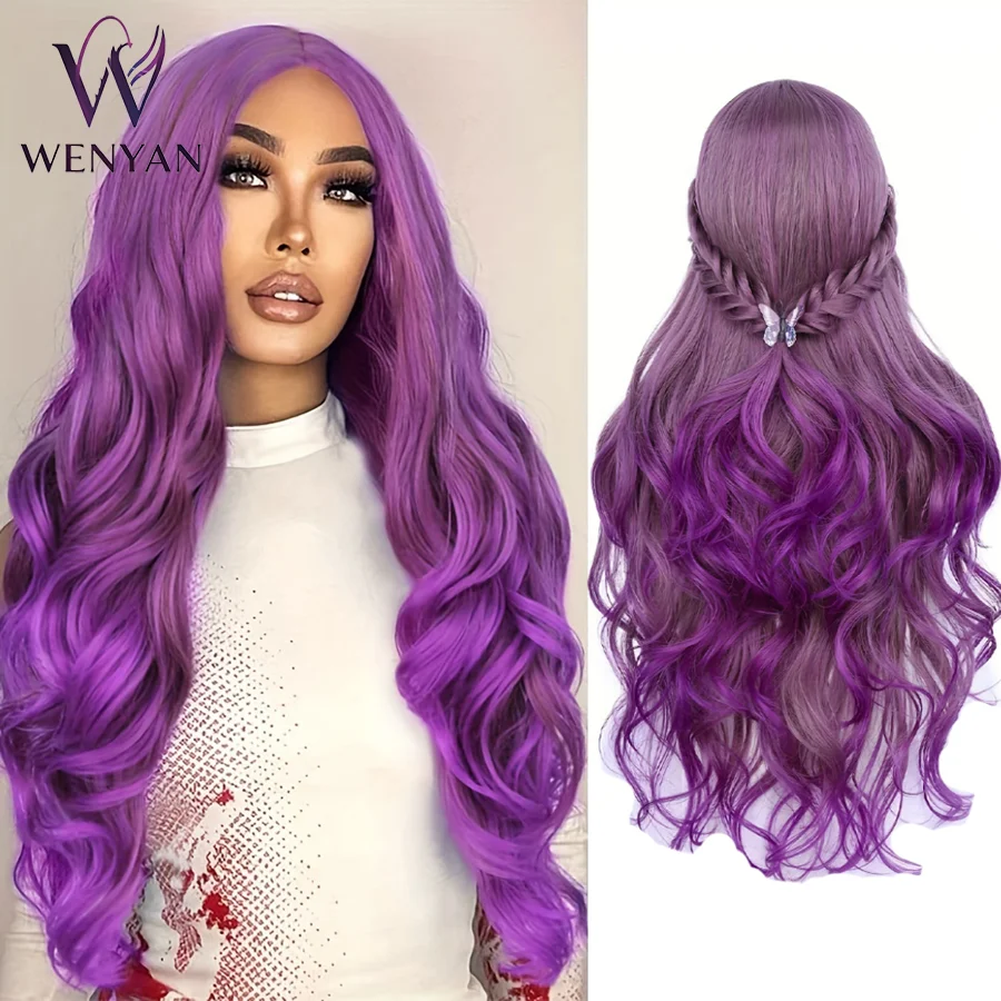 

28 Inch Long Wavy Middle Part with No Bangs Synthetic Fiber Body Fashion Women Party Cosplay Wig