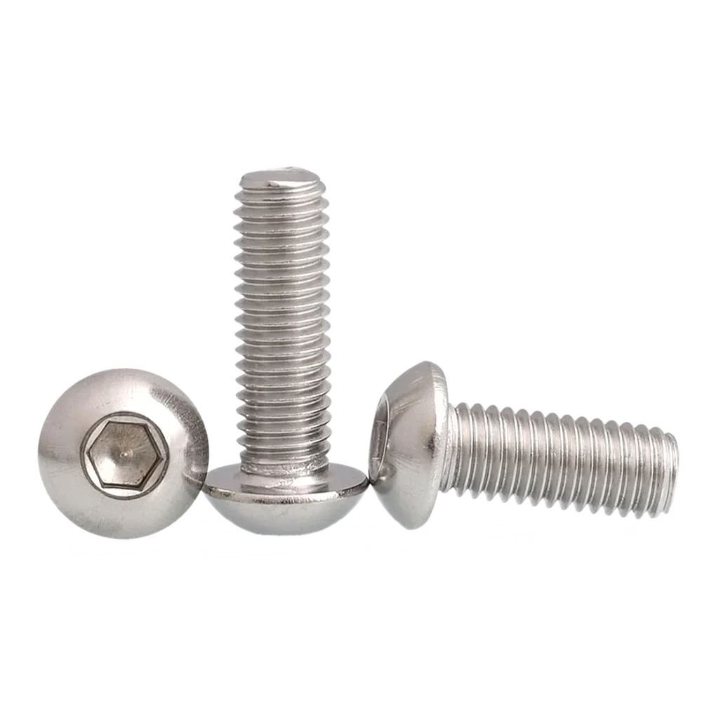 10pcs Mushroom Half Round Head Screw M8 Allen Bolt Hexagon Socket Hex   GB70.2 A2 304 Stainless Steel  L=12-50mm 16mm