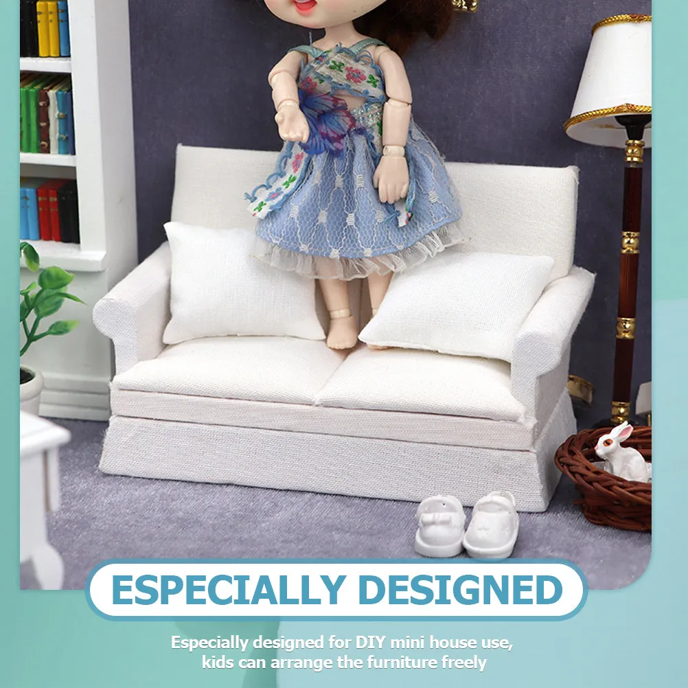 

Миниатюрный двухместный диван: стильная мебель для мини-дома, идеальный декор для гостиной, миниатюрный диван-украшение, декоративный элемент