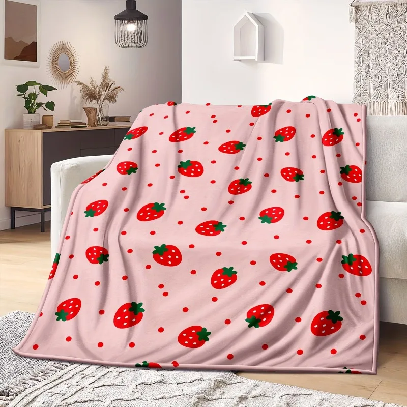 One Piece Strawberry Blanket For Girls Soft Lightweight Comfortable And Warm Birthday Blanket Strawberry Room Decoration