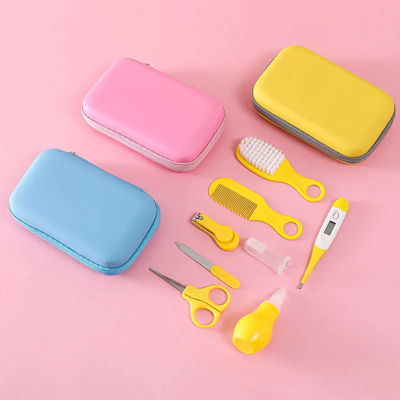 Maternal and Baby Products Children\'s and Baby Nail Clippers 8-piece Set Comb Brush Nasal Aspirator EVA Bag Care Set