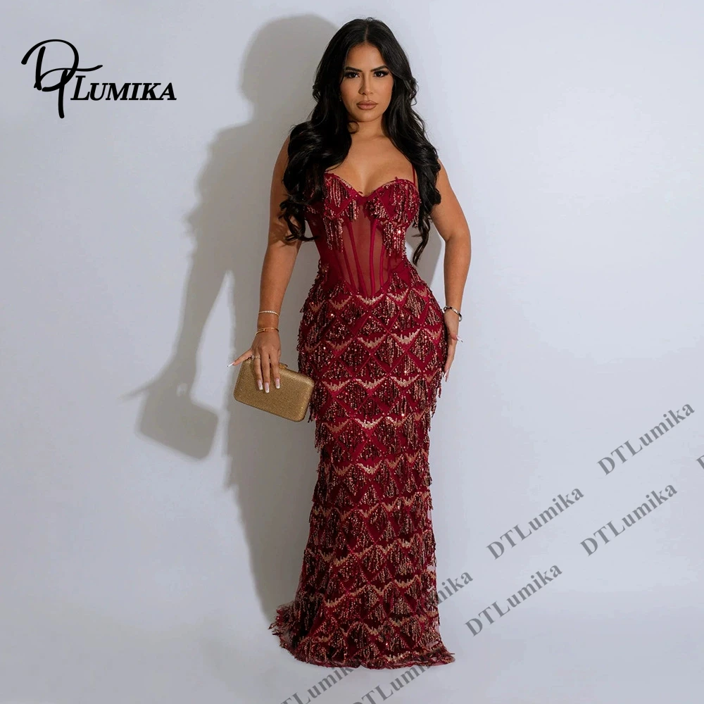 Vestido de Fiesta para Mujer DTLumika, Tirantes Finos, Largo, Estilo Corsé, Vestido de Noche para Graduación, Sin Mangas, Vestido de Fiesta de Boda para Mujer