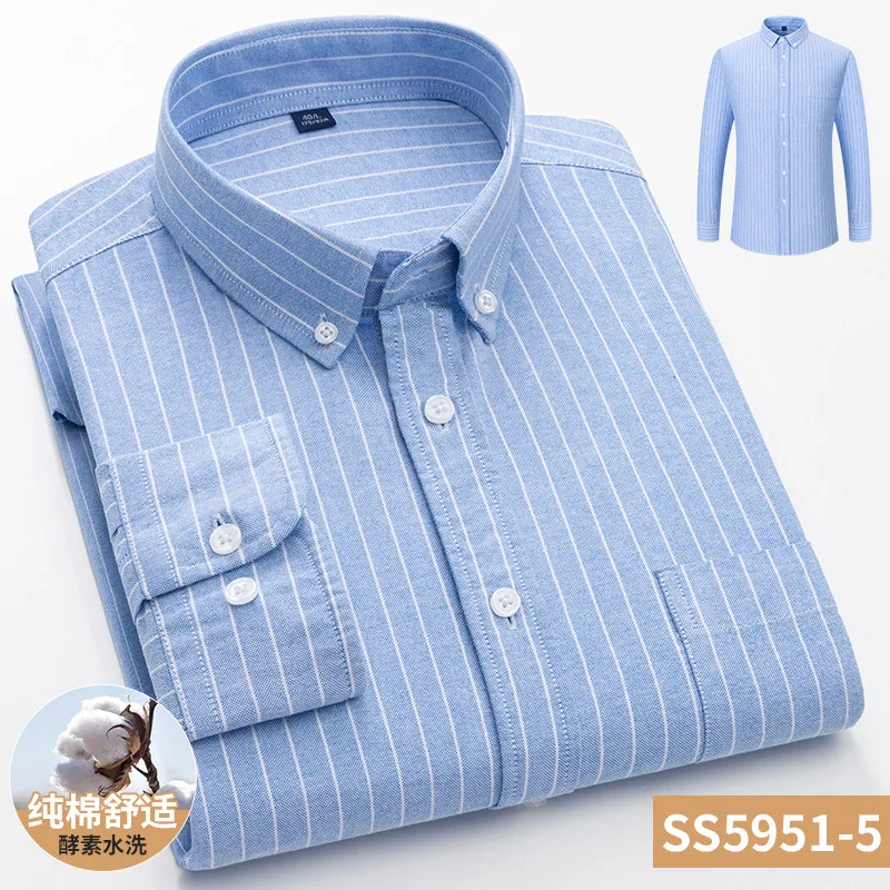 Spring Autumn New Oxford Textile Shirt Long Sleeve Men's Loose Korean Style Trendy Handsome Casual