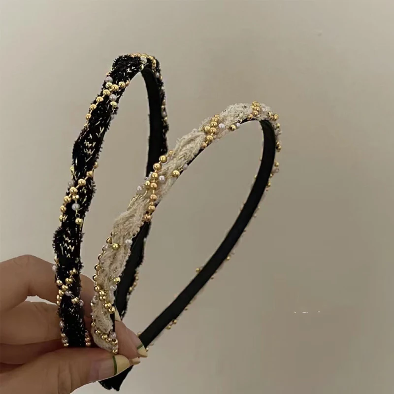 

Women's Hair Bands Korean Small Gentle Sweet Bow Pearl Retro Versatile Headwear Hair Hoops High-quality Luxury Hair Accessories