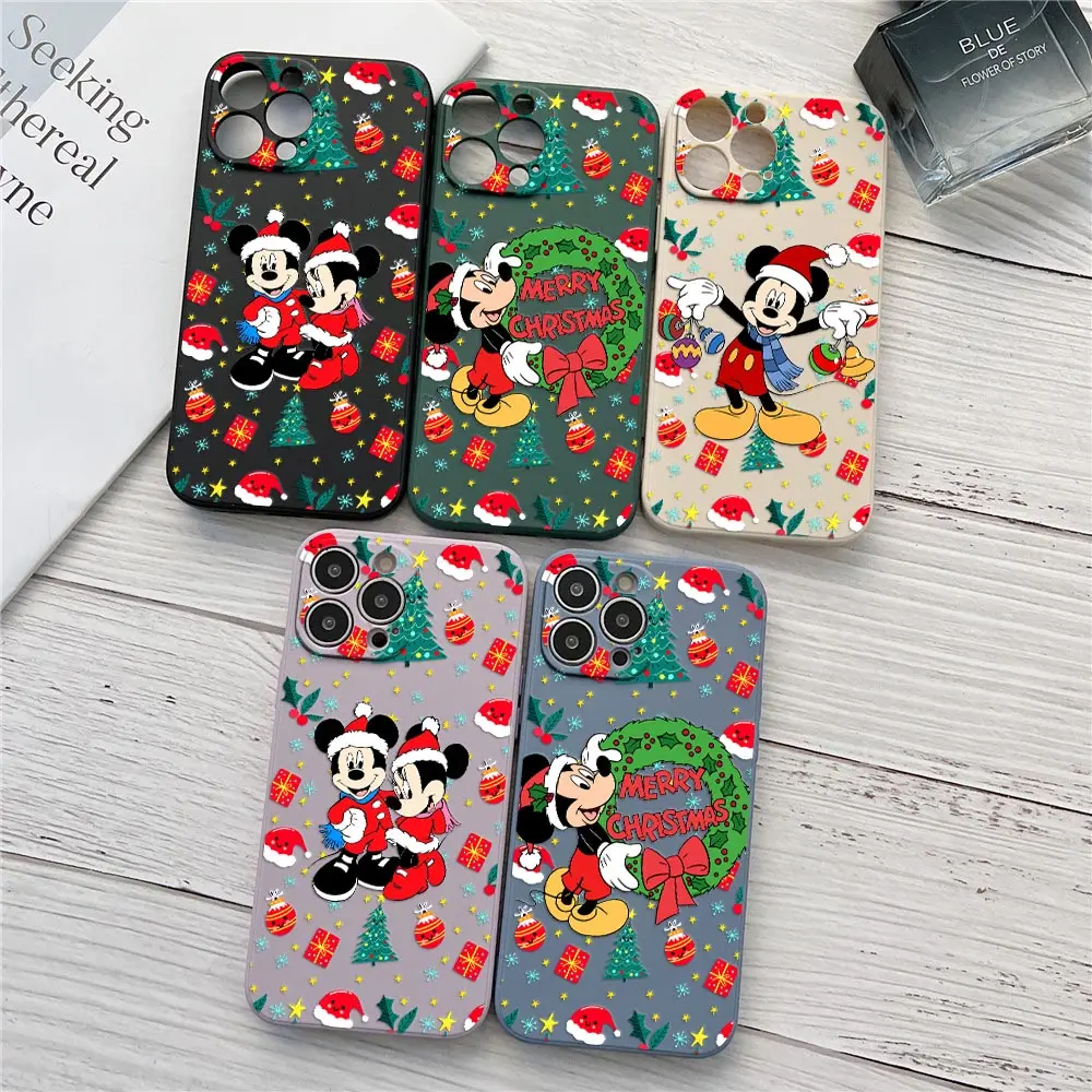 

Phone Case For iPhone 17 16 15 14 13 12 11 Pro Max Cases For iPhone 17Air 16 Plus 16E XS Back Cover Merry Christmas Mickey Mouse