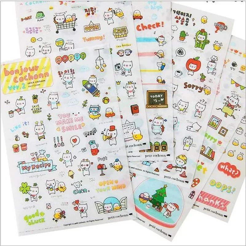 6Pcs/Set Korean Stationery Sticker Warm Household Display Food Stuff Stickers Diary Album Scrapbooking DIY Craft Handmade Label