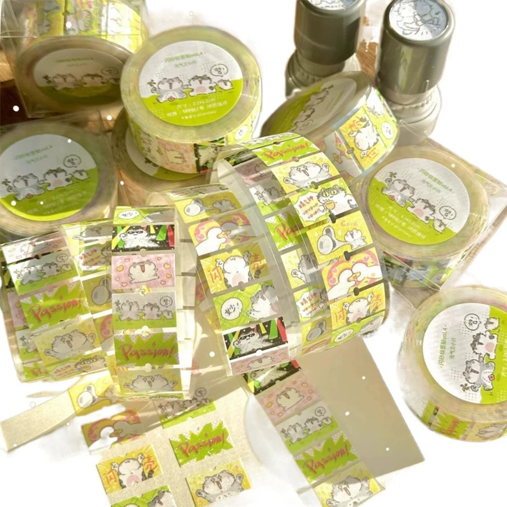 200 قطعة/لفة لطيف الحيوان القط الكرتون ملصقات مضحك ميمي ختم التسمية الديكور الشارات DIY بها بنفسك محمول الهاتف Kawaii طفل مكافأة ملصق