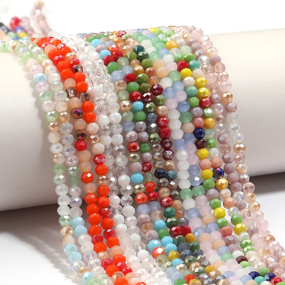 1 Strang 3x2mm facettierte Kristallperlen AB gemischte Farben Glas lose Spacer-Perlen für Schmuckherstellung DIY Halskette Armband Zubehör