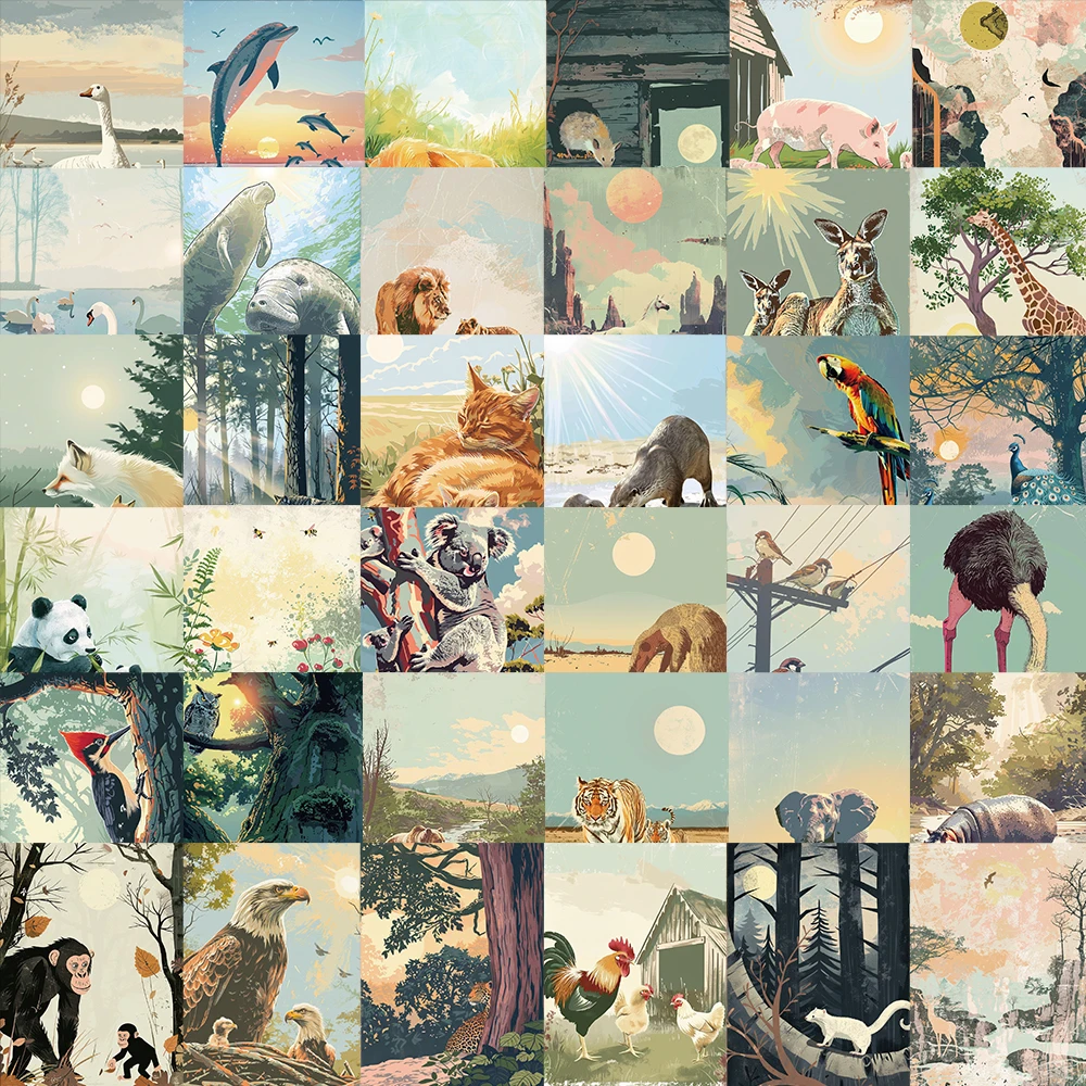 50 Stück Vintage Natur Szene Illustrationen Graffiti Aufkleber Dekoration Telefon Wasser Tasse Gitarre Kühlschrank wasserdicht Aufkleber Spielzeug