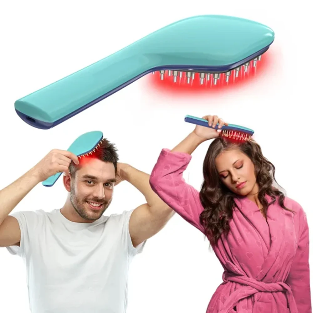 A Type-C Rechargeable Head Massager with a Red Light on the Comb Suitable for Hair Care and Medical Purposes