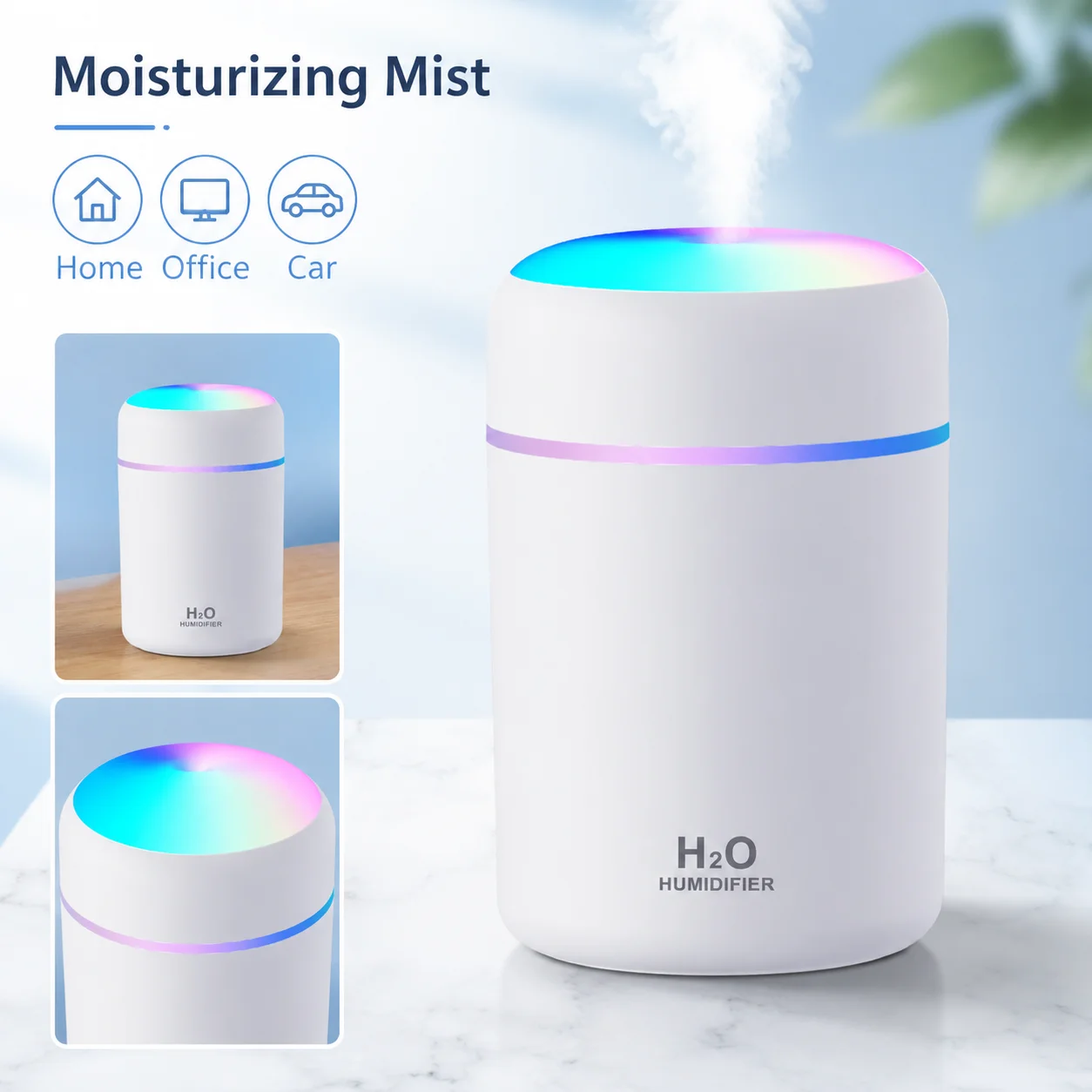 Colorful Cup USB Mini Humidifier Aroma Diffuser Portable Desktop Car Air Humidifier for Home Bedroom Office Vehicle