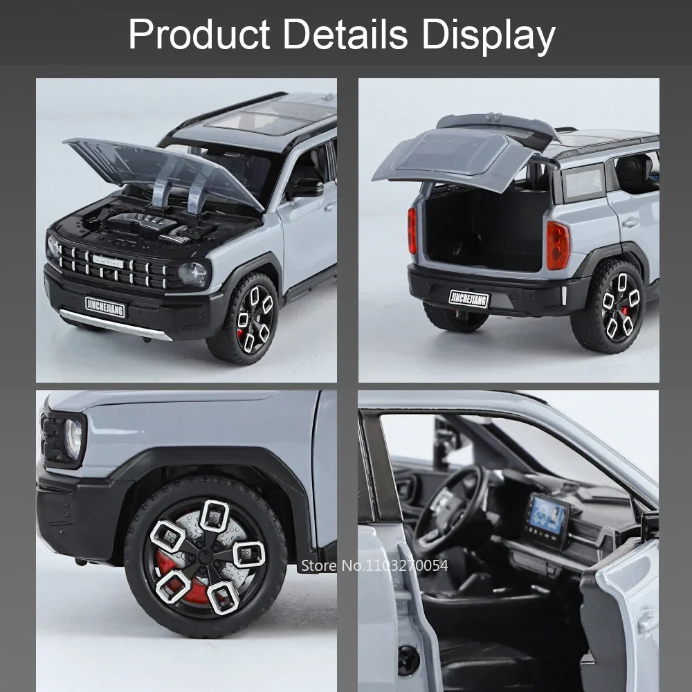 1:24 Haval X-DOG LX600 Alloy SUV Car Model Toy Doors Opened Sound Light Pull Back Front Wheel Steering Vehice for Friend's Gifts