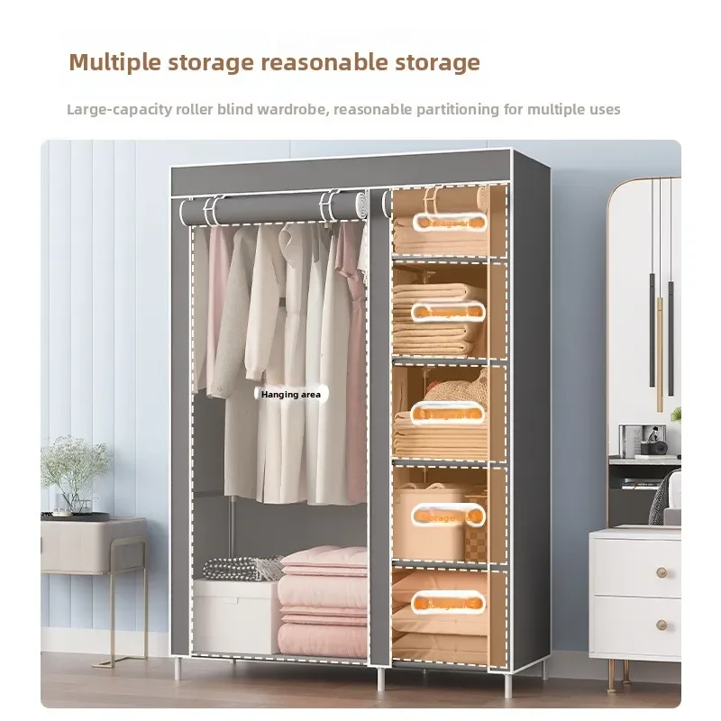

Simple wardrobe storage non-woven fabric assembly folding foreign trade e****mical cloth wardrobe Durable
