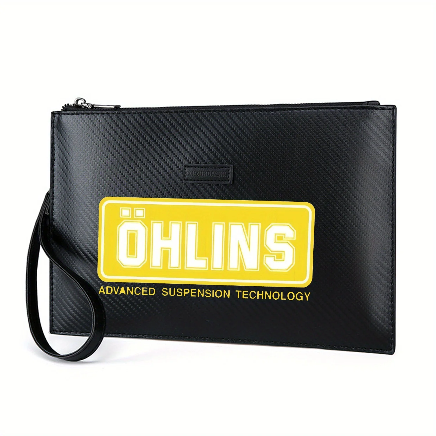 تقنية تعليق شعار العلامة التجارية الصفراء حقيبة يد رجالية أنيقة مطبوعة من البولي يوريثان عصرية وعملية للحمل اليومي