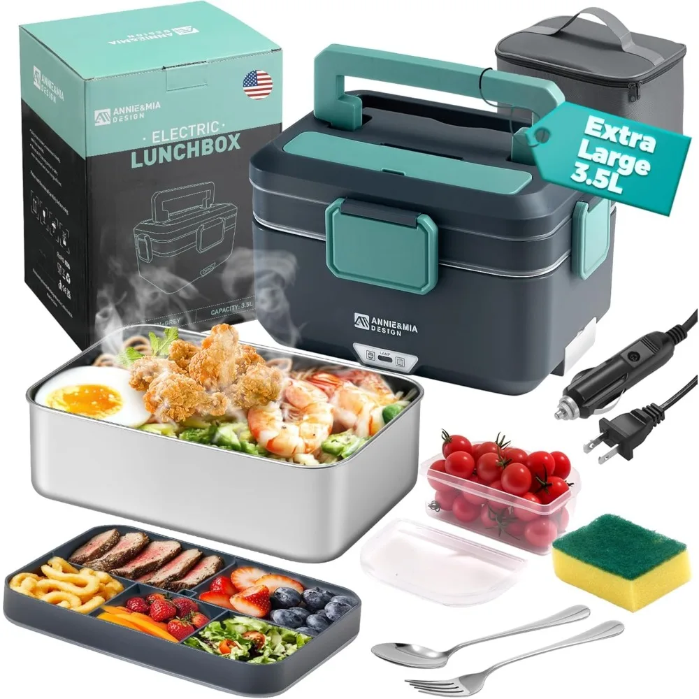 

Electric Lunch Box for Adults, 100W 3.5L Portable Food Warmer with Dual Mode, Home/Car/Office Use