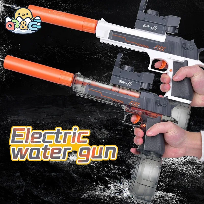 Electric Water Gun Launch Full Automatic Pistol Large Capacity Swimming Pool Beach Children's Splashing Toys for Kids Gifts