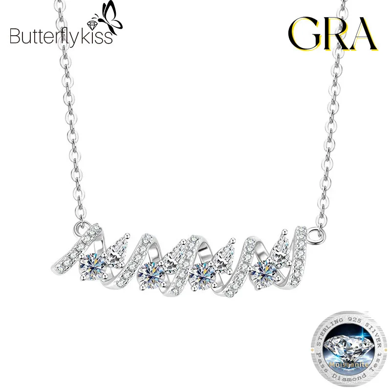 

Butterflykiss Certified Moissanite Long Wavy Eternal Pendant Necklace For Women S925 Sterling Silver Jewelry Chain Gifts Collare