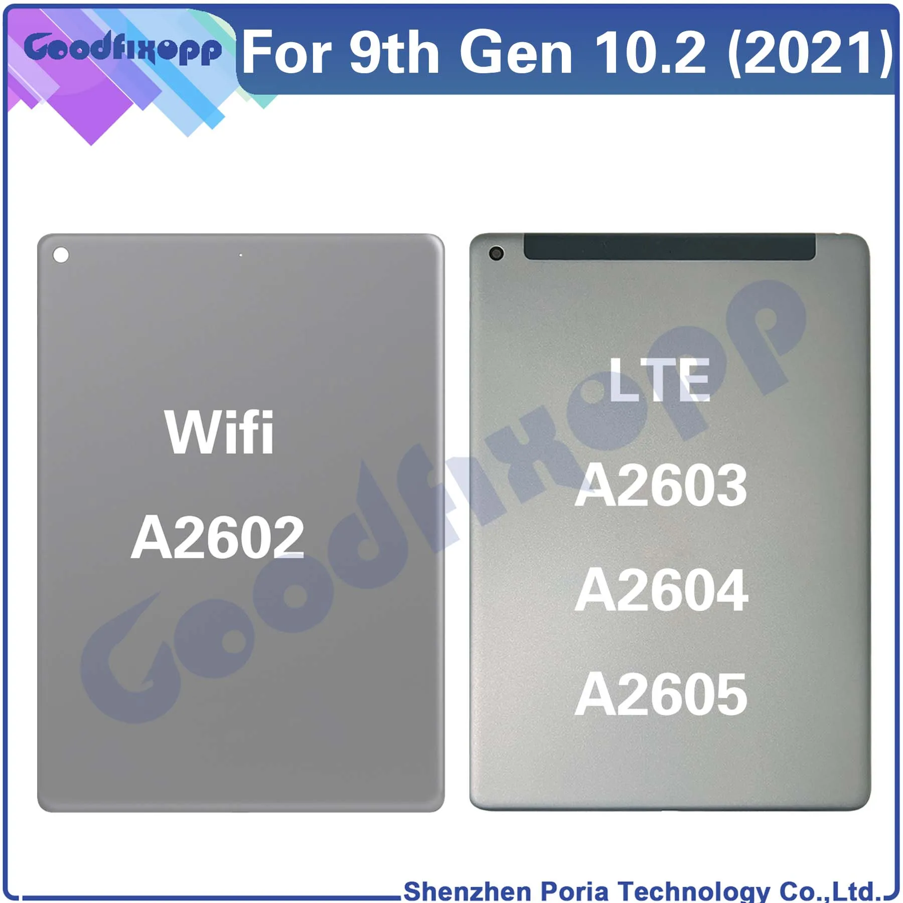 For 9th Gen 10.2 (2021) A2602 A2603 A2604 A2605 Back Battery Cover Door Housing Rear Case Repair Parts Replacement