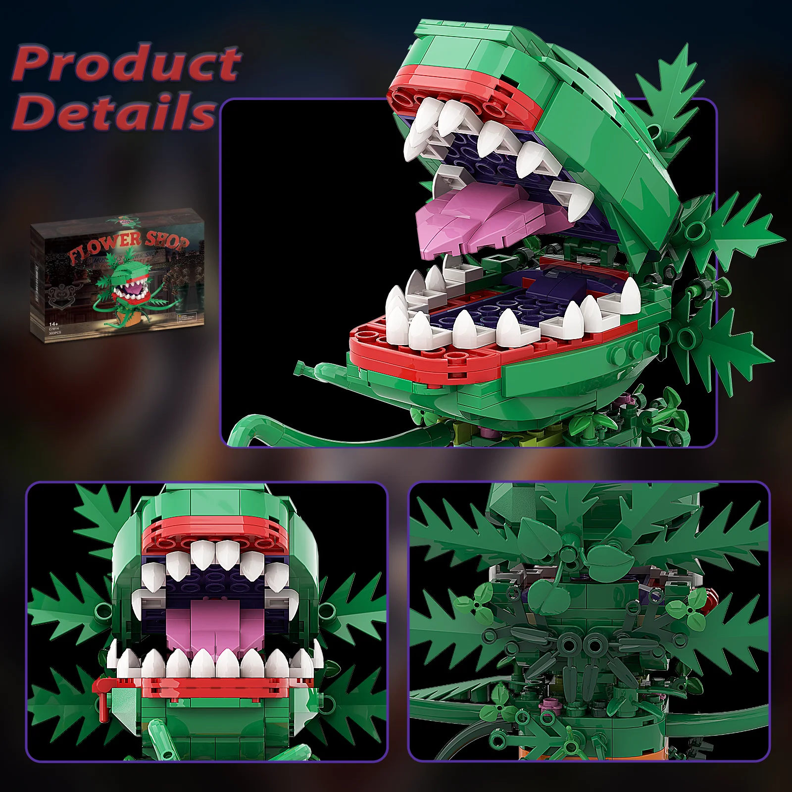 Audrey II Building Blocks Set, Piranha Flower Little Shop of Horrors Building Kit, Toys Gifts for Boys Girls Kids Adult 303 PCS