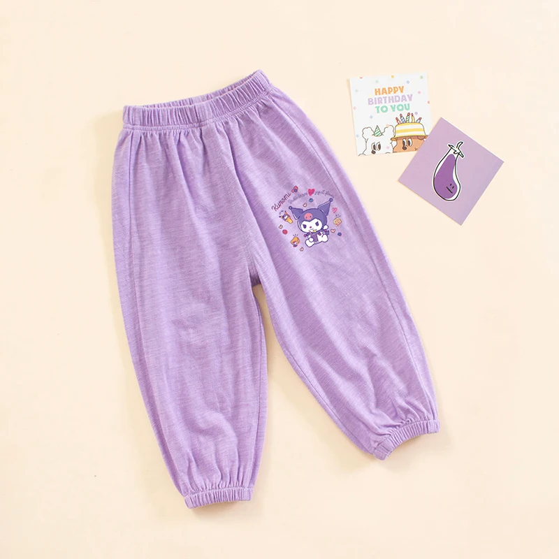 2024 Cute Kuromi Girls Pants Sanrio Kawaii Anime Print Thin Anti-Mosquito Pants Summer Sweet Cute My Melody Loose Clothes Gifts